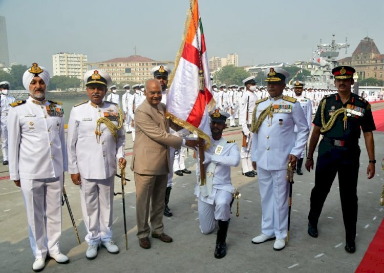 Indian Navy के 22वें मिसाइल वेसल्स स्क्वाड्रन को राष्ट्रपति मानक किया प्रदान, राष्ट्रपति ने बताया शिवाजी को श्रद्धांजलि