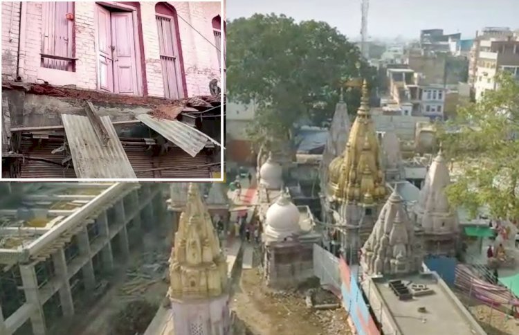 विश्वनाथ मंदिर के पास बड़ा हादसा, कई श्रद्धालु बचे, गिरा जर्जर मकान का छज्जा