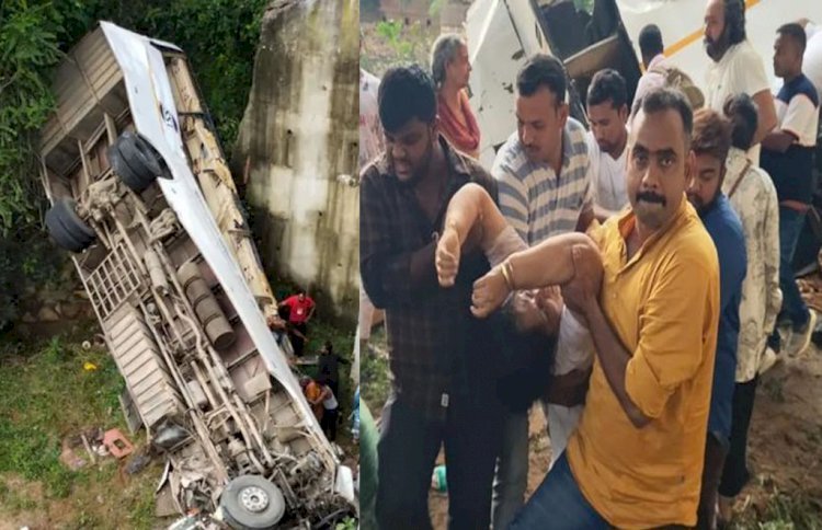 बाइक सवार को बचाने के चक्कर में नदी में जा गिरी बस, 7 की मौत, कई घायल