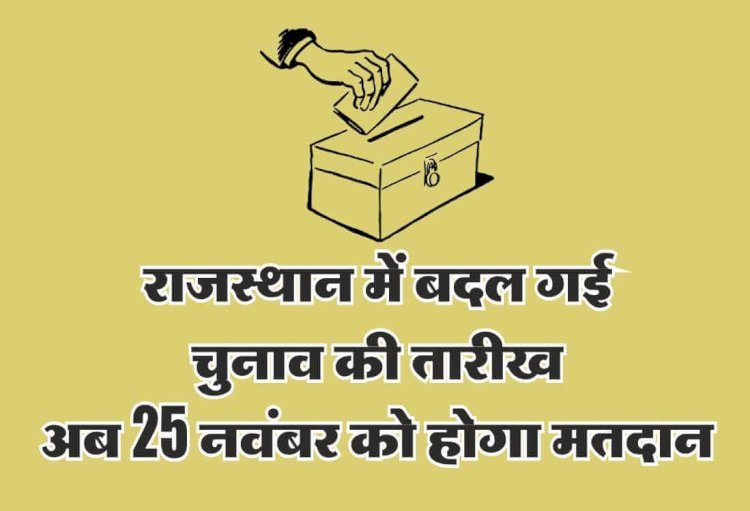 राजस्थान में आखिरकार बदल गई चुनाव की तारीख, अब 25 नवंबर को होगा मतदान।